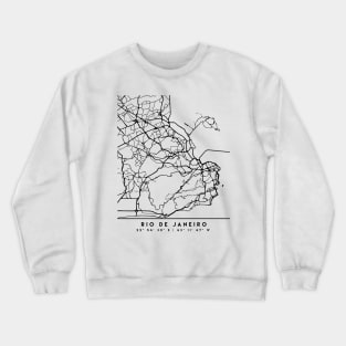 RIO DE JANEIRO BRAZIL BLACK CITY STREET MAP ART Crewneck Sweatshirt